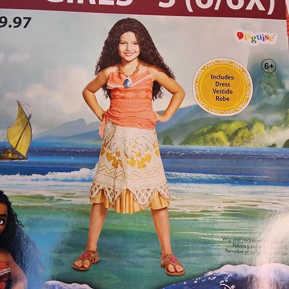 Disney MOANA Princess Dress Size 6/6X Costume/ Dress-up/ Cosplay Halloween